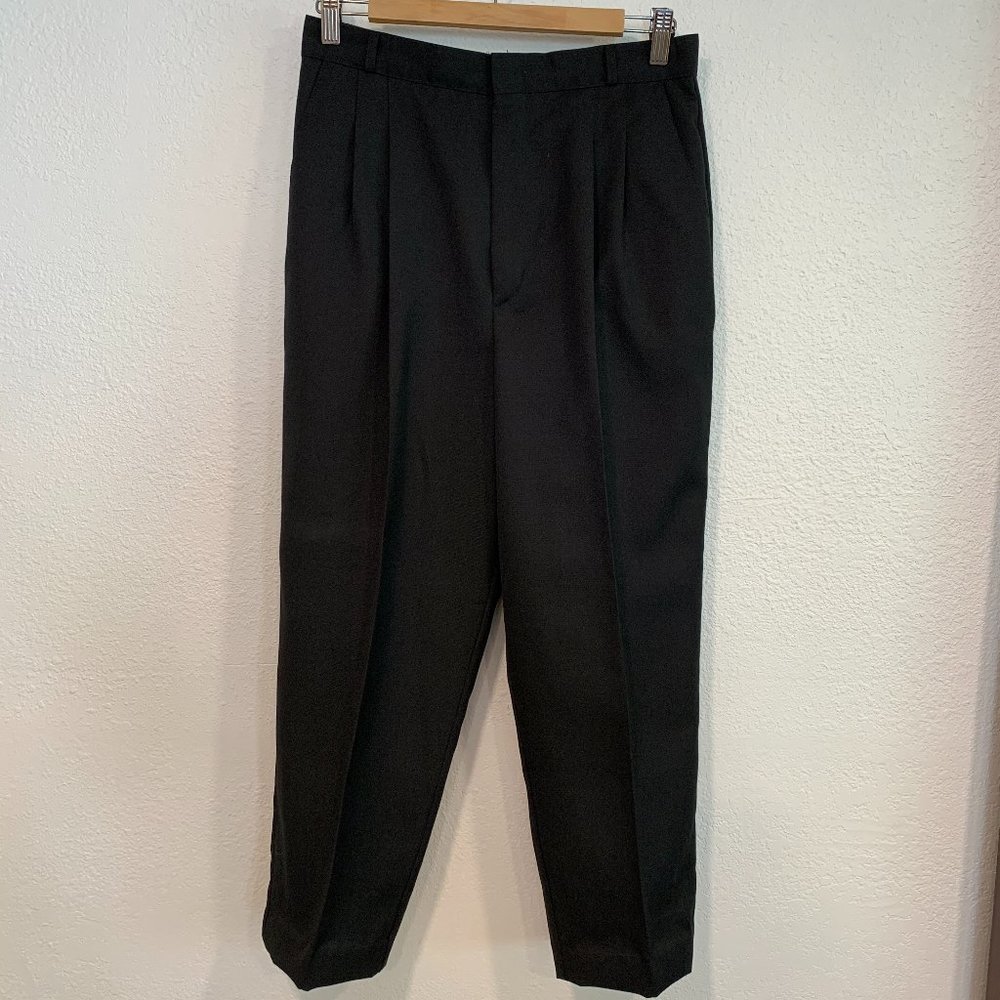 Vintage Sheridan Square Black Pants Pleated Pockets W30" x L24.5" Womens Size 14